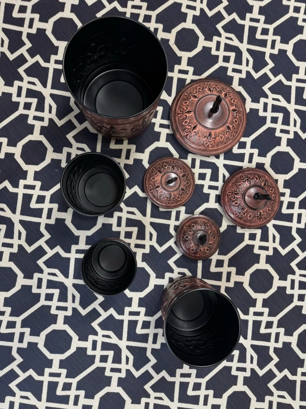 VTG Odi Hammered Copper Canister Set Of 4 Nesting Canister Made In India